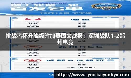 挑战者杯升降级附加赛图文战报：深圳战队1-2郑州电竞